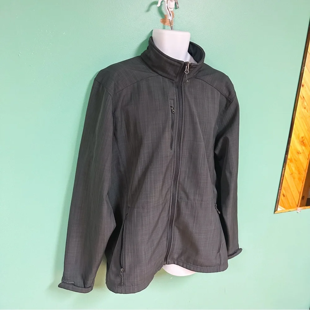 Eddie Bauer Gray Shaded Crosshatch Soft Shell Jacket Mens Size XL
